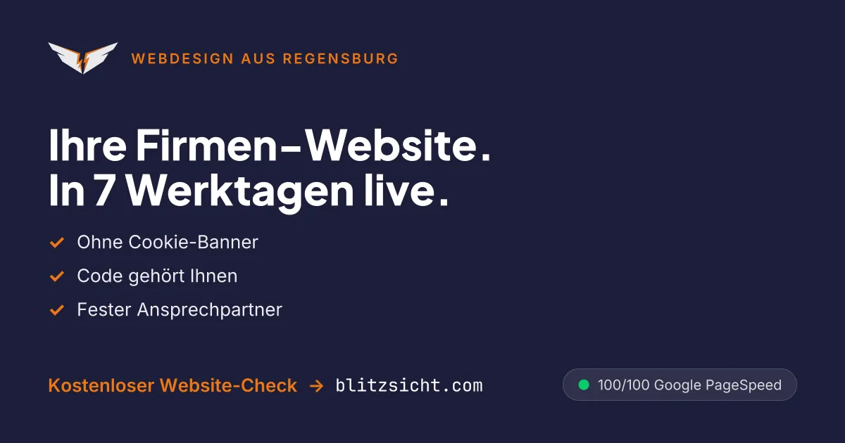 Das Vorschaubild der Startseite von blitzsicht.com im Format 1200 × 630 Pixel mit tagesaktuellen PageSpeed-Werten